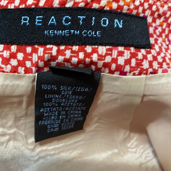 100% Silk Skirt by Kenneth Cole / Red & Beige/ Size 6 - Picture 8 of 9
